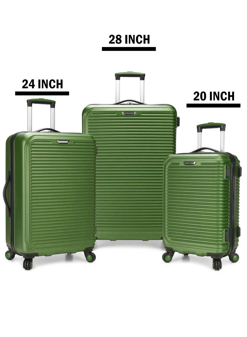 Yuwell 3-Piece Luggage Sets 20/24/28 inch Hard Shell ABS + PC, Expandable Design, Spinner Wheels, Luggage Bag 3 Piece Suitcase Set Multidirectional Wheels Travel Bags Scratch-Resistant Surface Trolley Bag Luggage Green - Image 2